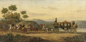 约 1870 年，万古江四郎的马车（布面油画） 作者 彼得·阿拉杜斯·哈克斯曼