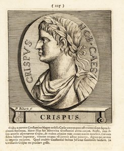 弗拉维乌斯·尤利乌斯·克里斯普斯 (Flavius Julius Crispus)，罗马皇帝君士坦丁大帝之子，1724 年（雕刻） 作者 彼得·博达特