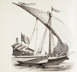 带有帆，桨和重型火炮的罗马教皇厨房，c.1808 作者 彼得·布鲁格（Pieter Bruegel）
