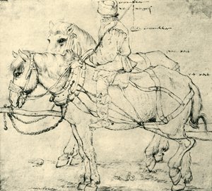 骑手和两匹马，1559年至1563年，1943年。 作者 彼得·布鲁格（Pieter Bruegel）