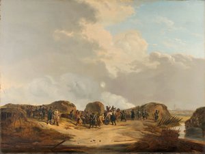 1814 年 4 月纳尔登围城战中建造的德米月号 作者 彼得·杰拉德斯·范·奥斯
