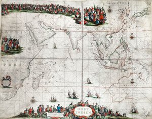 东印度群岛地图，约 1666 年（彩色版画）