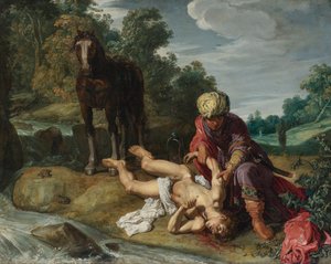 好撒玛利亚人给旅行者疗伤（路加福音 10：25-37） 作者 彼得·拉斯特曼