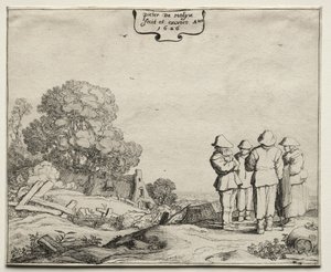 与四个农民交谈的风景，1626年。 作者 彼得·莫林