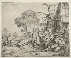 与士兵的风景，1626年。 作者 彼得·莫林