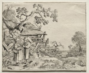 两个农民在交谈的风景画 作者 彼得·莫林