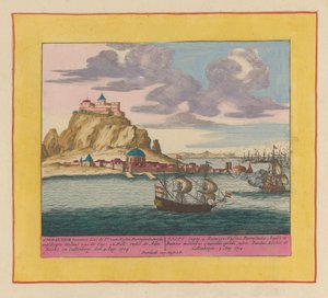 英荷舰队攻占直布罗陀，1704 年
直布罗陀于 1704 年 8 月 4 日被黑森-达姆施塔特公爵率领的由鲁克和卡伦伯格将军率领的英国和荷兰民兵攻占（......）（标题见实物）
剧院 作者 荷兰和西弗里斯兰州