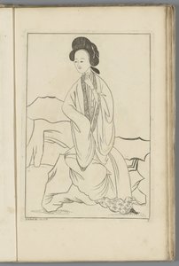 右手插在和服袖子里的中国妇女
中国妇女和花鸟（系列标题） 作者 匿名（可能）