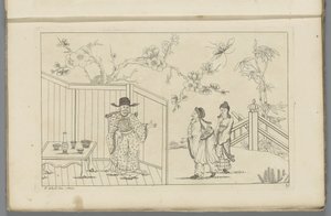 衣着华丽的男子坐在铺设好的桌子旁的椅子上
新发明 Sineesen met groote moeyte geteekent en in 