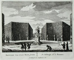 动物喷泉旁的六角形树篱，出自《Admirandorum Quadruplex Spectaculum》，作者Jan van Call（1656-1703），1715年前出版（雕刻）。 作者 彼得·申克