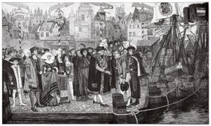 糖贸易，安特卫普，约 1510-20 年（雕刻） 作者 彼得·维尔哈特