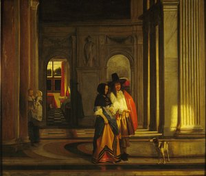 离开步行 作者 彼得·霍克（Pieter de Hooch）