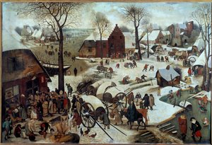 支付一角钱或Deombrement给Bethleem（h s/t 1.11 X 1.64）。前者（1525-1569）彼得-勃鲁盖尔（或Breugel或Brueghel或Breughel）所绘。1566.布鲁塞尔，皇家美术博物馆。 作者 彼得·布鲁格（Pieter Bruegel）