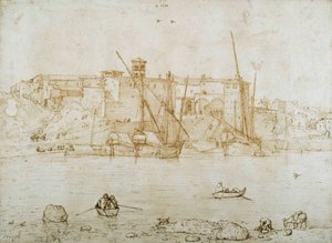 罗马大里帕 (Ripa Grande) 景观，约 1552 年（纸上笔墨） 作者 彼得·布鲁格（Pieter Bruegel）