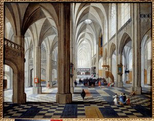 安特卫普大教堂内部。 Peeter Neefs The Old（或 Pieter Neefs I）（1578-1660）Ec。 火焰。