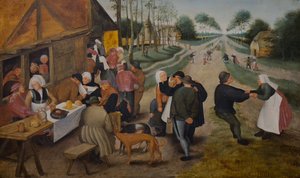 16 世纪下半叶的佛兰德克尔梅斯（木板油画） 作者 小彼得·勃鲁盖尔（工作室）