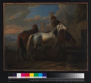 1720年之前在喷泉旁饮水的马匹 作者 彼得·范·布洛门（Pieter van Bloemen）