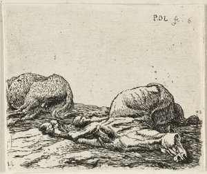 德语: Zwei tote Pferde
法语：Les deux chevaux morts
两匹死马