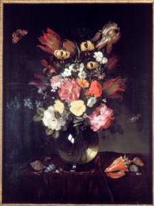 花瓶和花》，1655年。    作者 彼得范德文纳