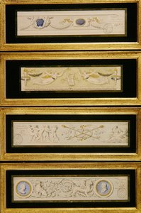 四幅门楣设计图，约1823年（纸上水彩，水墨）。 作者 Pietro (attr. To) Ghinelli