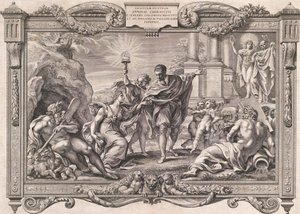 Annibale Carracci向阿波罗和密涅瓦介绍绘画，1674年。 作者 彼得罗·阿奎拉