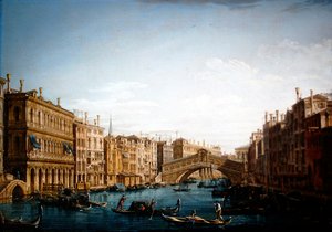 大运河向北看向里亚托桥（布面油画）。