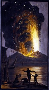 喷发的维苏威火山。 应英国驻那不勒斯大使威廉·汉密尔顿爵士的要求，皮埃尔·法布里斯（Pierre Fabris）进行了这种水粉画。 米兰，布雷登斯。 作者 彼得罗·法布里斯（Pietro Fabris）