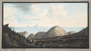 1760年爆炸引发的小山的现状，来自&39;Campi Phlegraei：对两个西西里火山的观察&39;的板块XIII，由William Hamilto爵士提出 作者 彼得罗·法布里斯（Pietro Fabris）