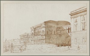 圣彼得堡的冬宫剧院 - Pietro di Gottardo Gonzaga（1751-1831）。 笔、毛笔、棕色纸本