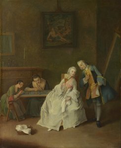 一位接受骑士的女士，1747-1755年 作者 彼得·隆吉（Pietro Longhi）