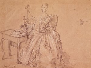 一个女人在旋转（蜡笔和白色粉笔在纸上） 作者 彼得·隆吉（Pietro Longhi）