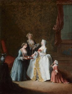 盥洗室里的女士，1740年代末。 作者 彼得·隆吉（Pietro Longhi）
