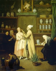 《药剂师》，c.1752（布面油画） 作者 彼得·隆吉（Pietro Longhi）