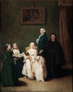 僧侣拜访贵族家庭 画家：皮埃特罗-隆吉（1702-1785） 约1760年 凹62x50厘米 威尼斯，Ca