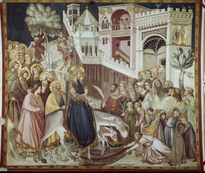 Entry of Christ into Jerusalem - Fresco by Pietro Lorenzetti (1280-1348)