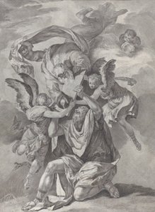摩西从从天而降的上帝手中接过律法书，从......，约1730-39。