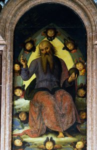 上帝保佑，帕维亚切尔托萨的多联画细节 作者 彼得罗·佩鲁吉诺（Pietro Perugino）