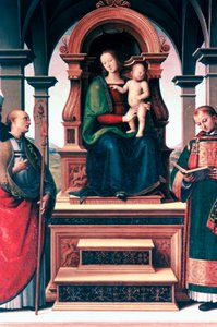 麦当娜和圣徒的孩子，c1470-1523 作者 彼得罗·佩鲁吉诺（Pietro Perugino）