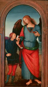 帕维亚查特勒斯的息肉：“托比和大天使加百列”，Pietro Vannucci dit il Perugino 绘画（佩鲁金 作者 彼得罗·佩鲁吉诺（Pietro Perugino）