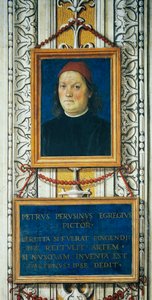 自画像和标题栏 作者 彼得罗·佩鲁吉诺（Pietro Perugino）
