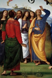 The ascension of Christ Detail representing the apoters. Painting by Pietro Vannucci dit il Perugino (Le Perugin 作者 彼得罗·佩鲁吉诺（Pietro Perugino）