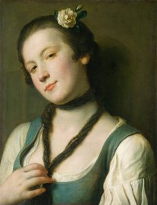 一个头发上插着花的女孩，17601762。 作者 彼得罗·安东尼奥·罗塔里