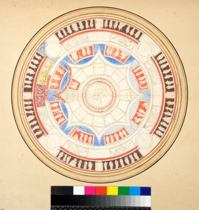 Domus Aurea中的Volta di Giove（黑色粉笔，部分用钢笔和棕色墨水。用水彩着色
