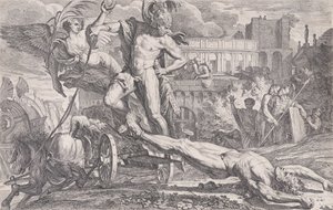 阿基里斯拖着赫克托尔的尸体在特洛伊城墙上走来走去，1648-50。