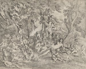 维纳斯的花园，她躺在中央，在潘的erm前，周围是......，约1631-37。
