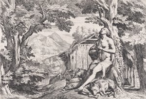 猪群中的浪子，来自四个系列的版画，约1645年。 作者 彼得·泰斯塔