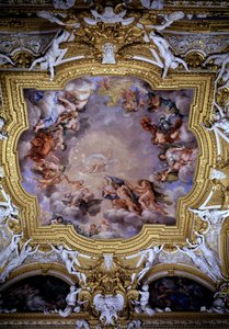 Cosimo I de Medici（Cosimo I de Tuscany 由 Victory 和 Heracles 在木星前面领导） Pietro da Cortona（Berrettini）的壁画（1596-1669）佛罗伦萨，Palazzo Pitti，Sala di Apollo 作者 Pietro da Cortona