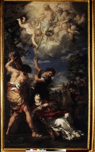 圣斯蒂芬的殉难。 圣斯蒂芬的殉难。 科尔托纳的彼得（Pietro Berrettini，又名 Pietro da Cortona）的绘画