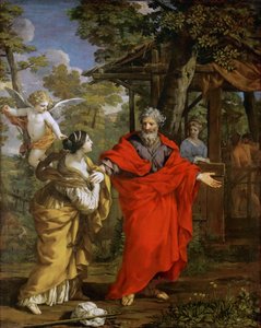 夏甲归来 - Pietro da Cortona (1596-1669)。 布面油画，约 1637 年。尺寸：124x99.5 厘米。 维也纳艺术史博物馆 作者 Pietro da Cortona