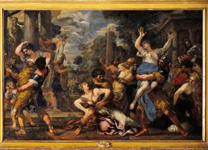 The Abduction of the Sabines Painting by Pietro da Cortona (Stone of Cortona) (Pietro Berrettini